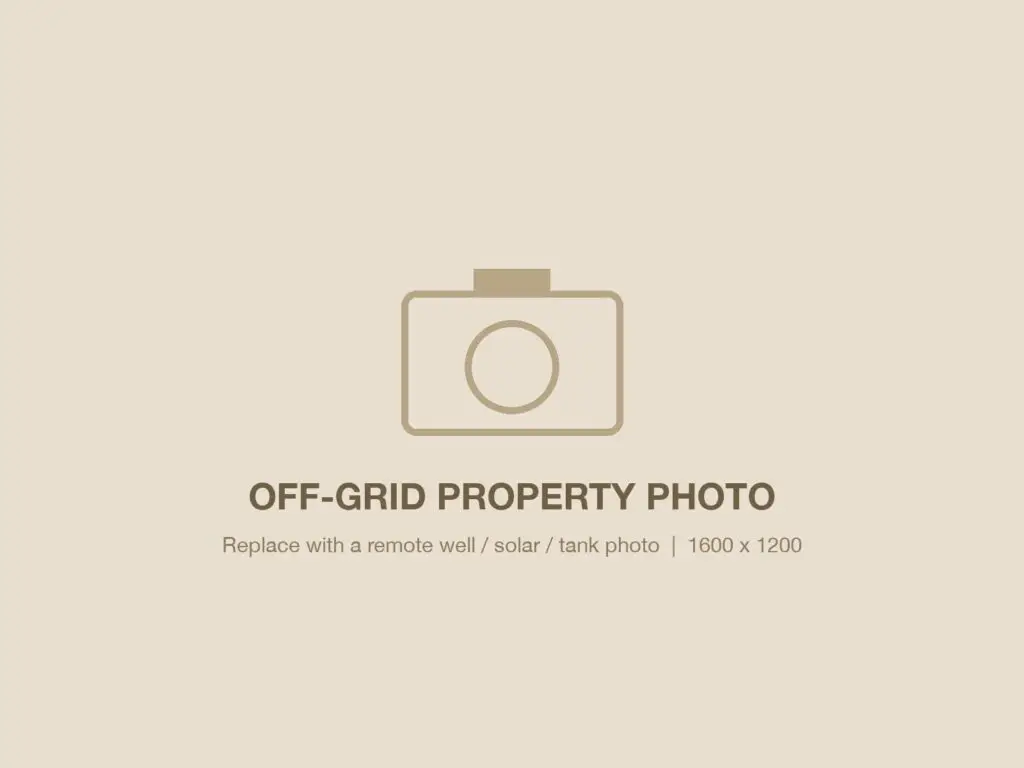 Placeholder for a photo of an off-grid well, solar pump, and storage tank